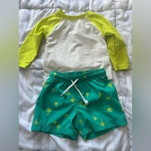 Old Navy Lime and Teal Kids Rashguard Set